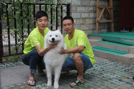 學(xué)員與薩摩耶犬親密合影